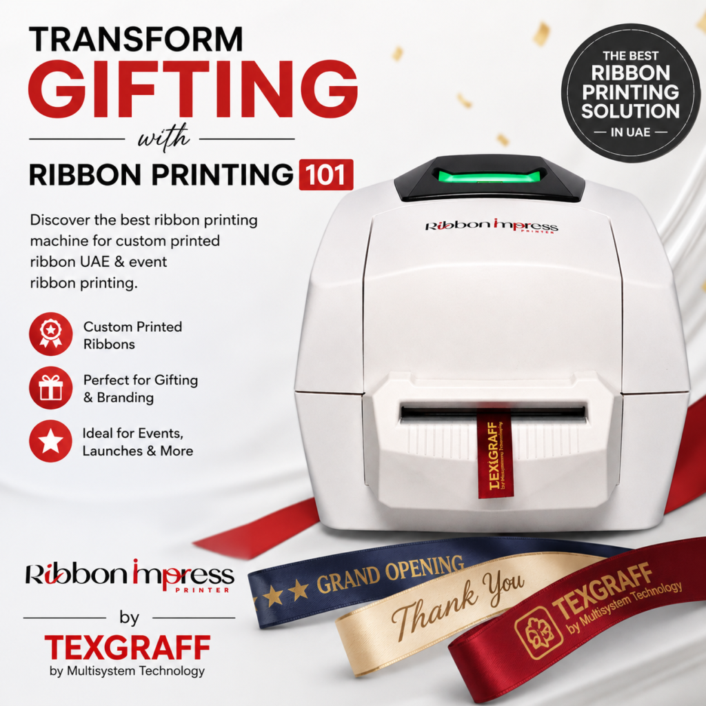 Ribbon Impress Printer by TEXGRAFF – custom printed ribbon machine for events, gifting and branding in UAE
